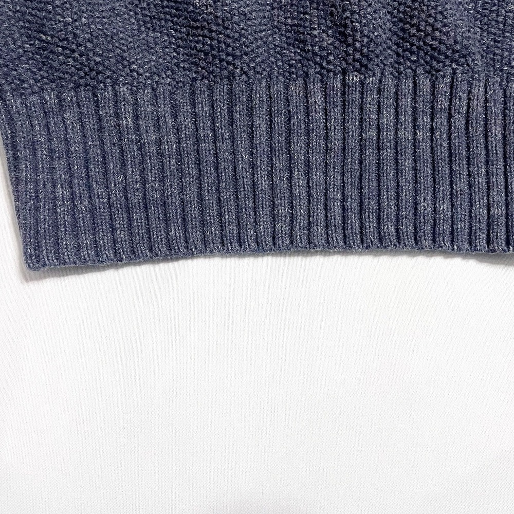Crippen Womens‎ Navy Blue V Neck 100% Cotton Long Sleeve Textured Knit Sweater M - Picture 2 of 8